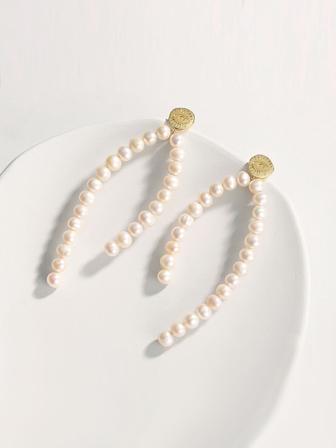 Handmade Graceful Pearl Earrings - CélineDor